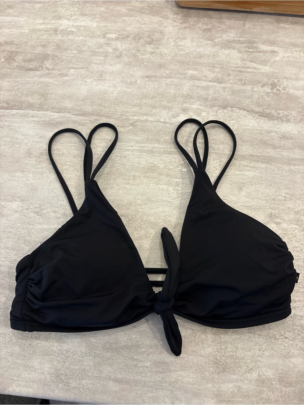 Aqua Black Tie-Front Double-Strap Bikini Top